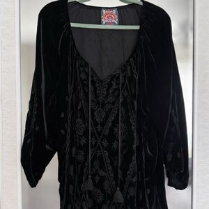 Johnny Was Black Velvet Embroidered Tunic